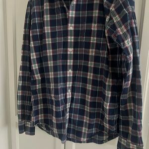 J. Crew Men's Navy and White Plaid Shirt